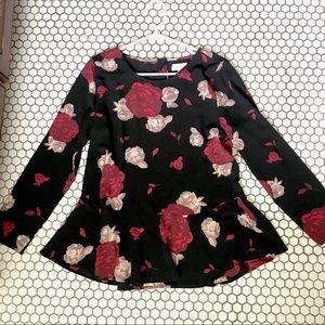 Black Floral Print Blouse